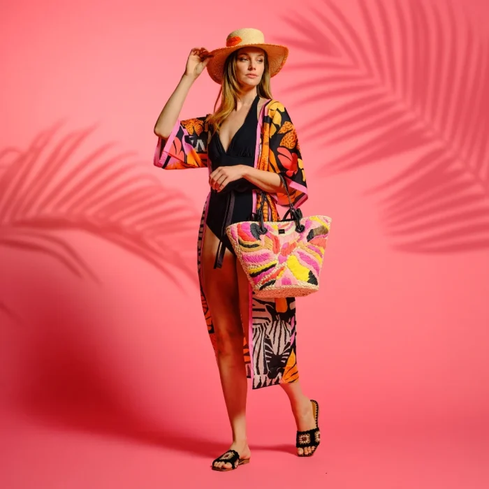 Borsa Bucket Paglia Multicolor