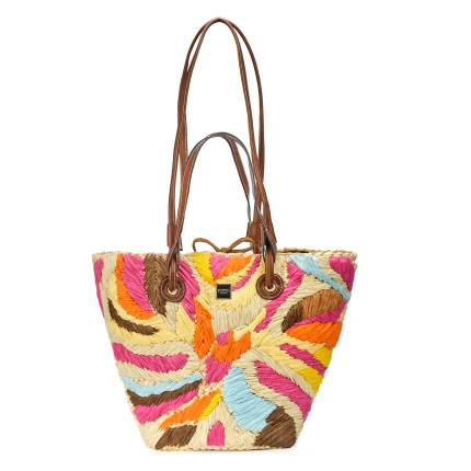 Borsa Bucket Paglia Multicolor