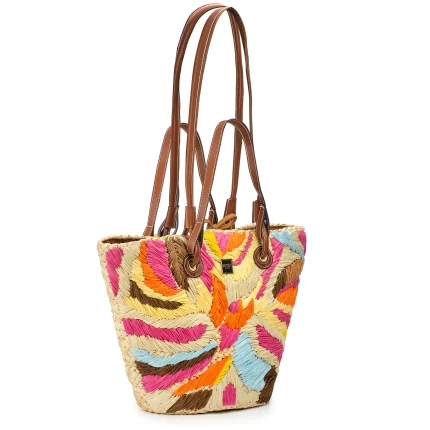 Borsa Bucket Paglia Multicolor