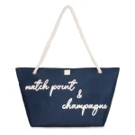 Borsa Mare Navy con Scritta e Manici in Corda