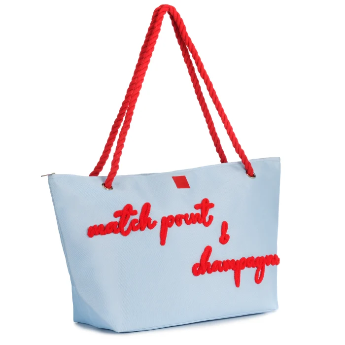 Borsa Mare con Scritta e Manici in Corda