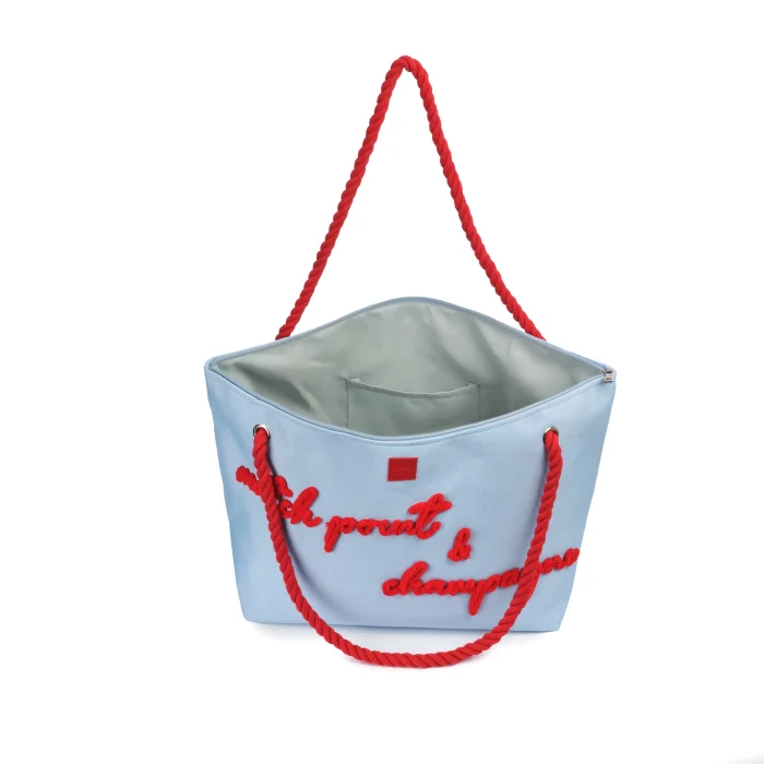 Borsa Mare con Scritta e Manici in Corda