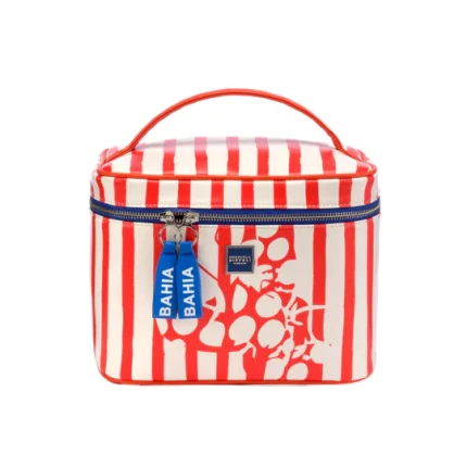 Beauty Case Righe Rosse Polka Lobster Pochette Make Up Capiente con Zip