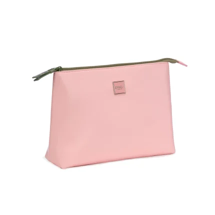 Busta Grande Ecopelle Rosa Palmouflage Pochette Make Up Capiente da Viaggio