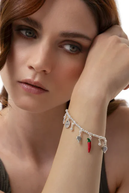 BRACCIALE ELASTICO PENDENTI PEPERONCINI