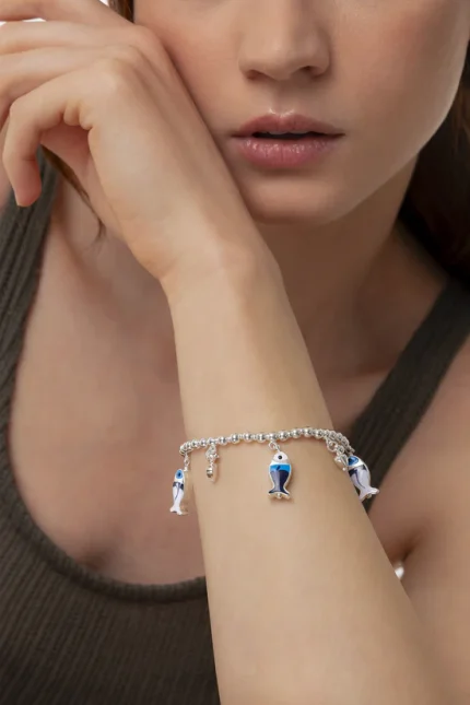 BRACCIALE ELASTICO PENDENTI PESCI BLU